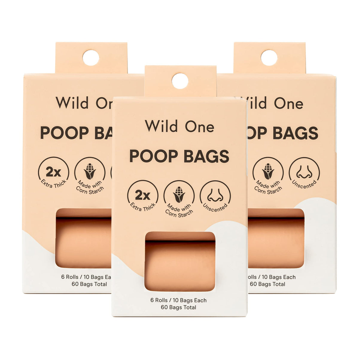 Wild One cornstarch poop bags with leak-proof design for mess-free pickups