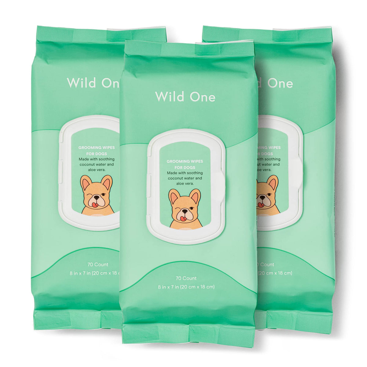 Wild One eucalyptus dog grooming wipes pouch front for on-the-go cleaning between baths