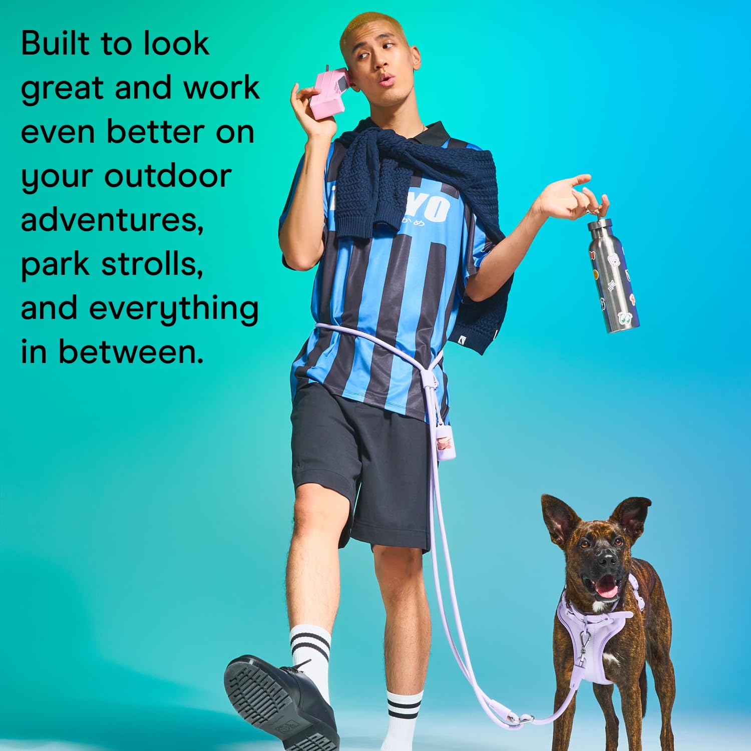 Wild One adjustable rope leash enables quick length changes for a tailored fit.