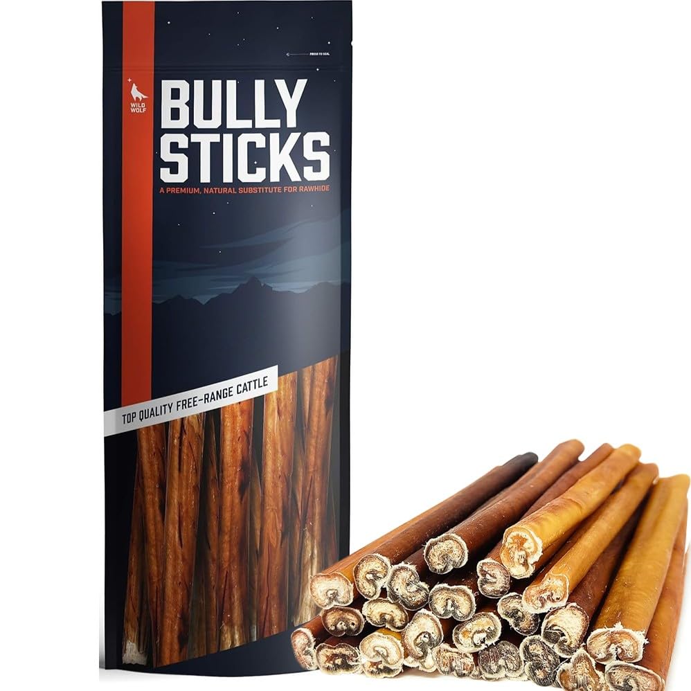 Wild Wolf Angus Bully Sticks 12-inch pack for dogs – long-lasting chew.