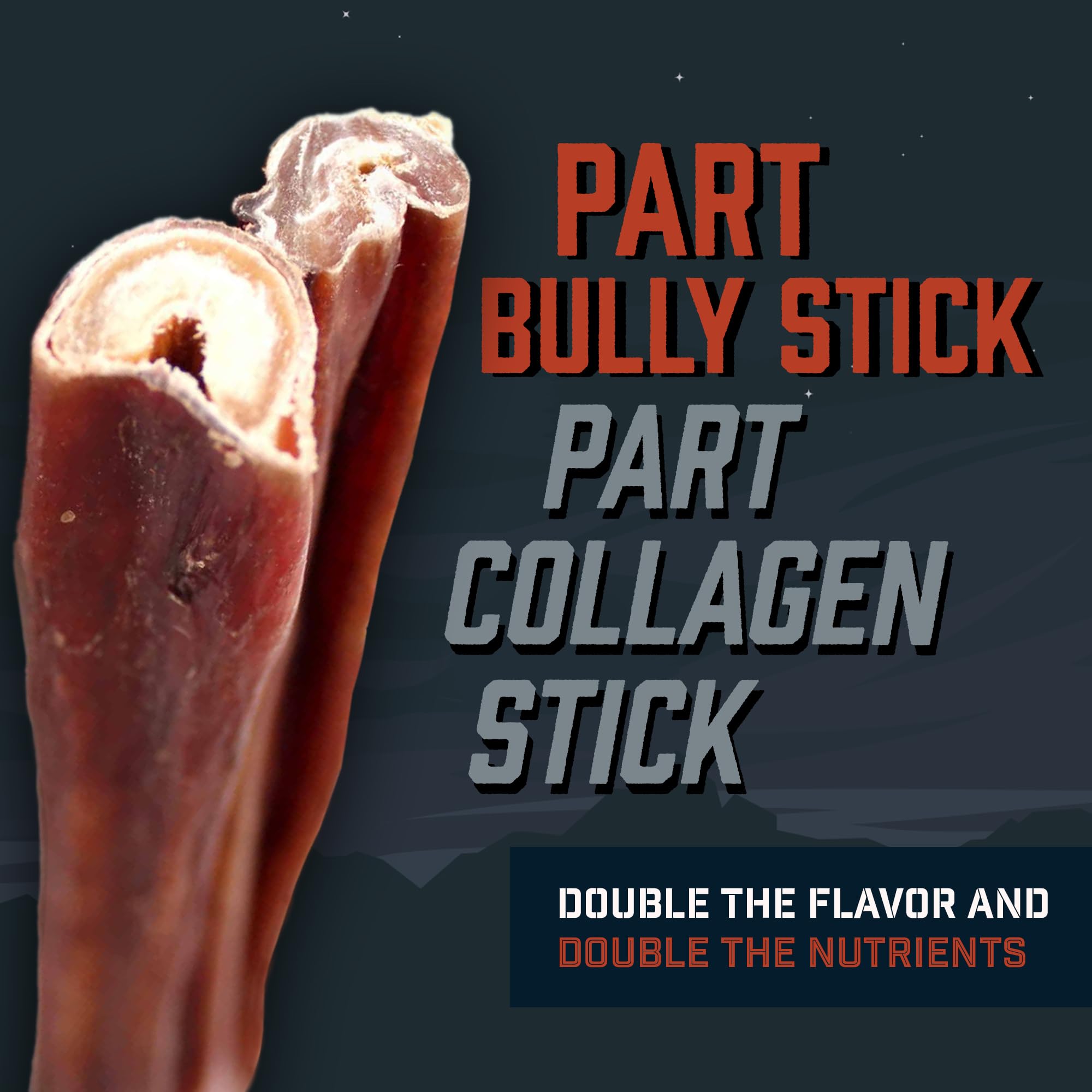 Wild Wolf CollaBully beef pizzle and collagen close-up ingredients.