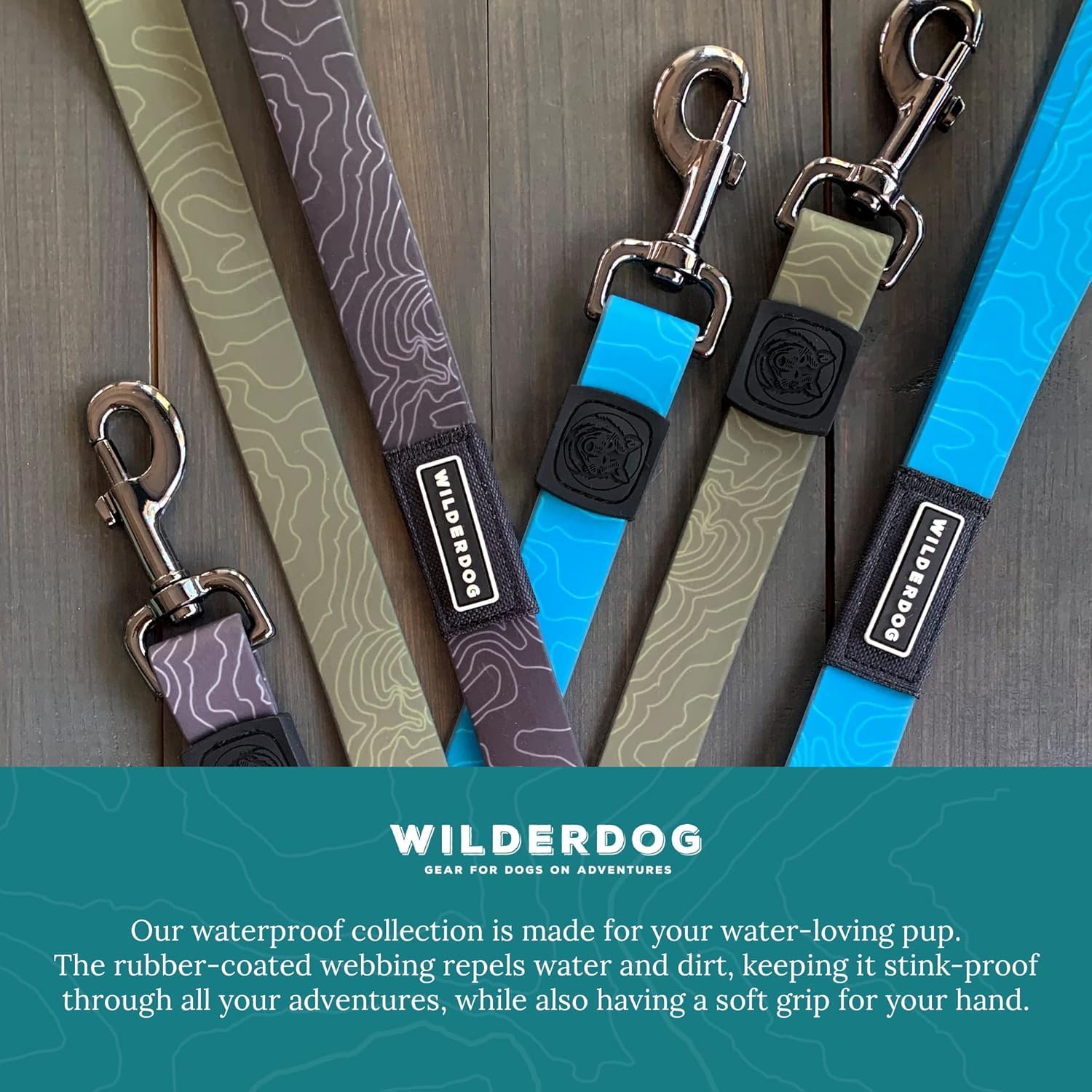 Wilderdog 6ft leash with zinc swivel clip for easy attachment.