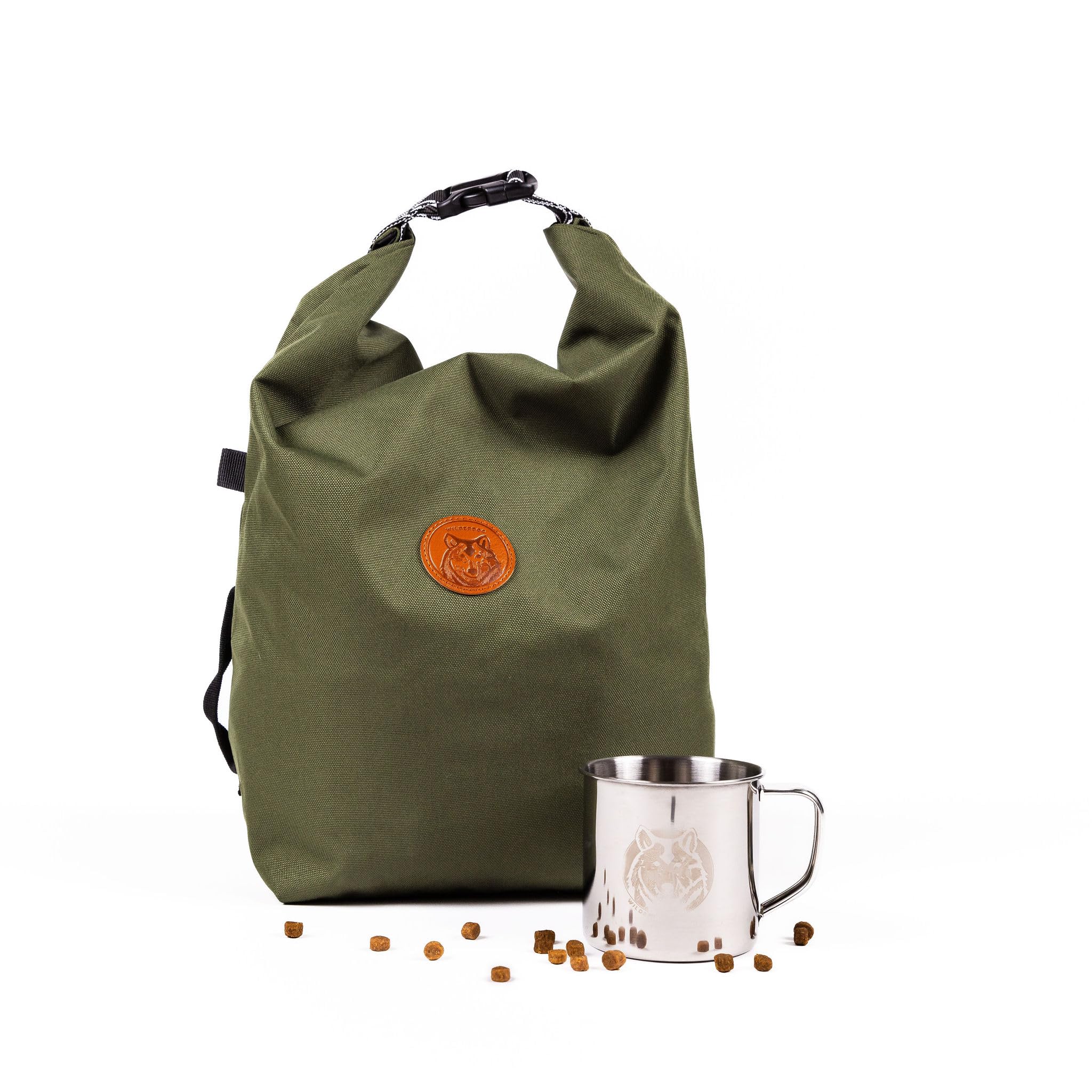 Wilderdog Doggie Bag olive outer for rugged outdoor use and everyday travel.