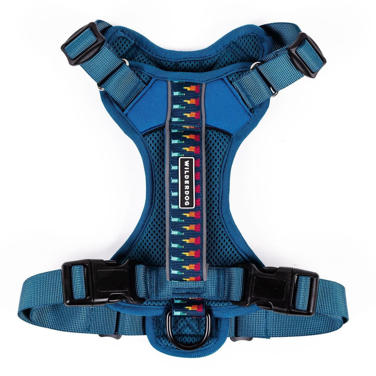 Wilderdog lightweight harness pacific blue front view for everyday walks