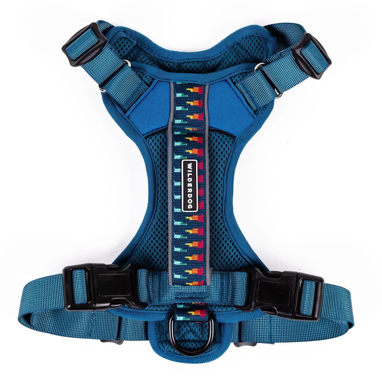 Wilderdog Lightweight Harness front view in Pacific Blue for daily walks.
