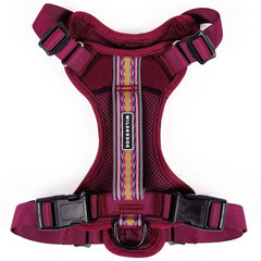 Wilderdog Huckleberry lightweight harness front view with reflective straps for visibility
