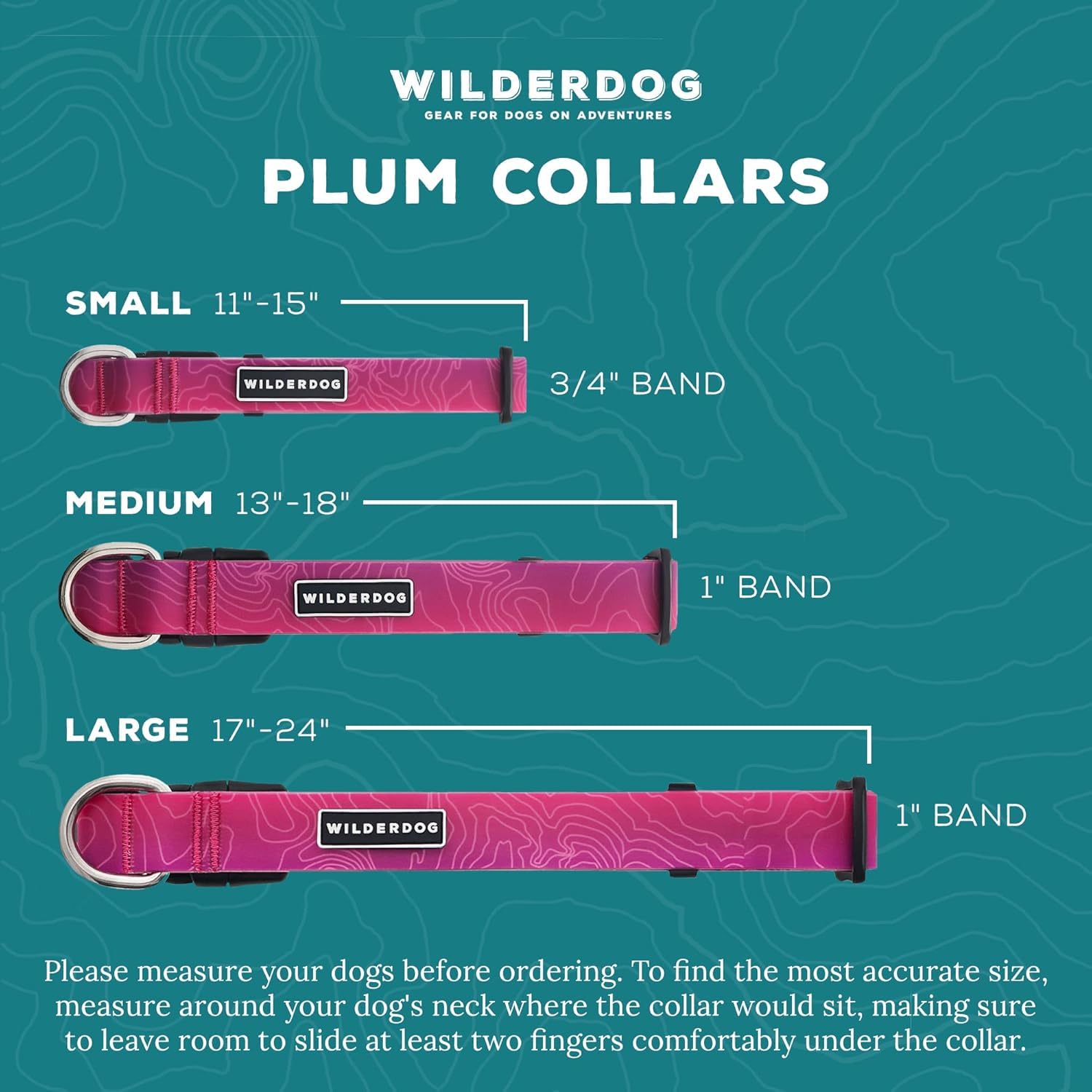 Medium plum Wilderdog collar sized 13 to 18 inches
