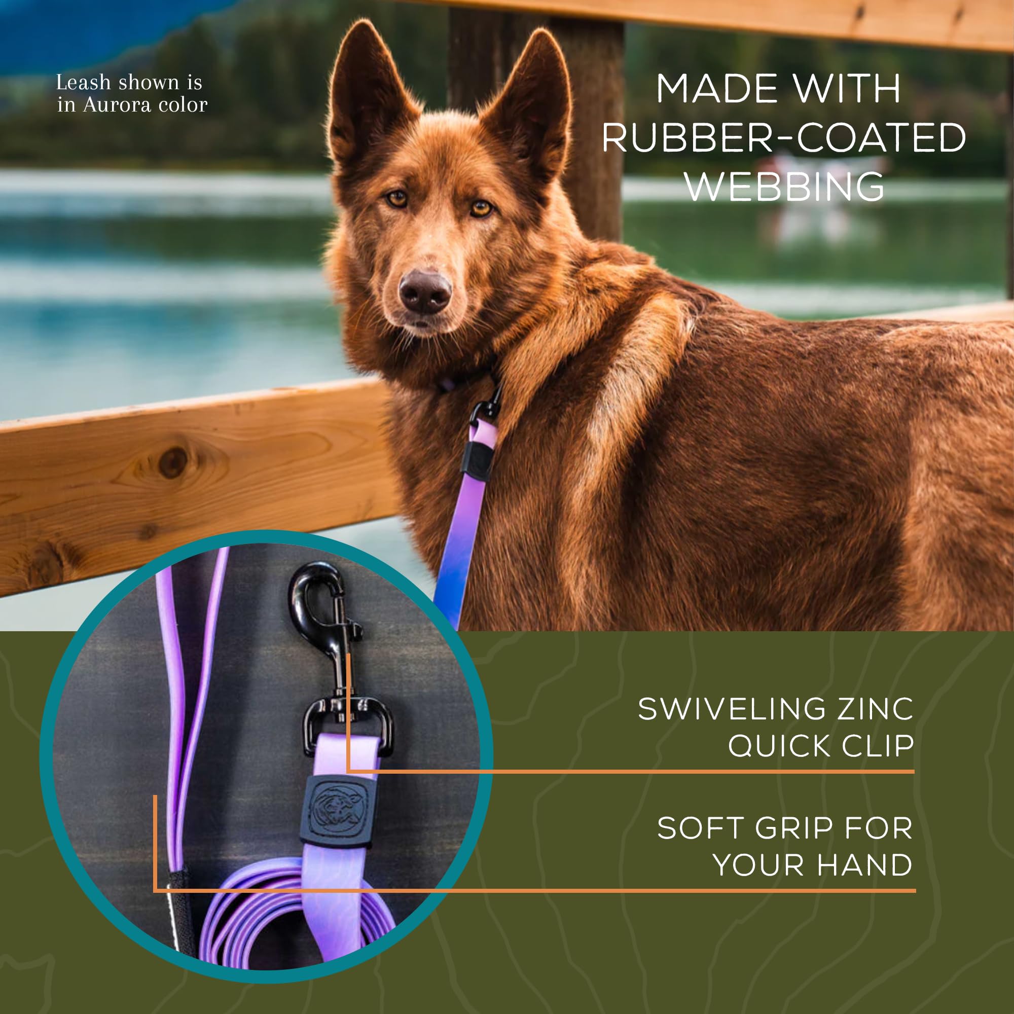 Wilderdog six-foot leash ideal for daily walks and camping trips.