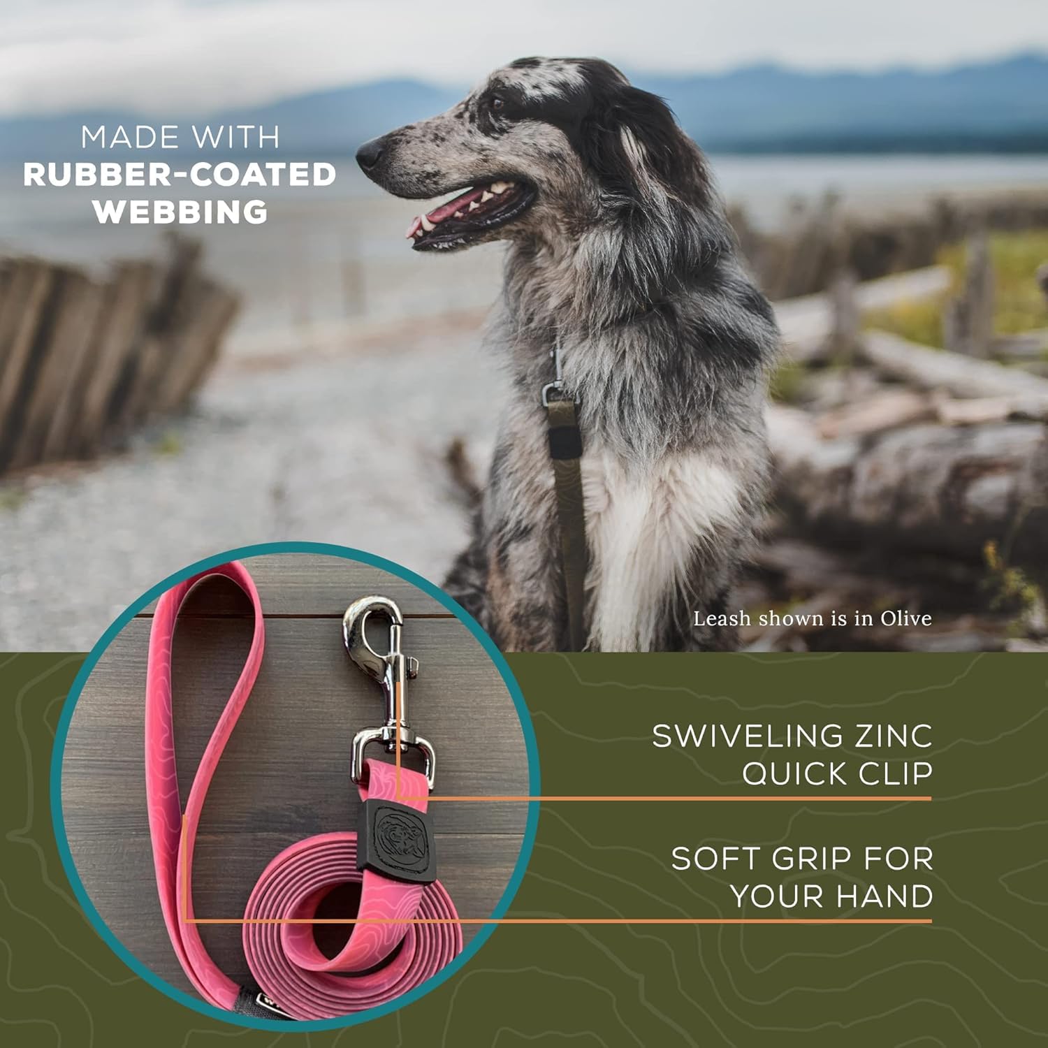 Wilderdog zinc swivel clip ensures easy on and off.