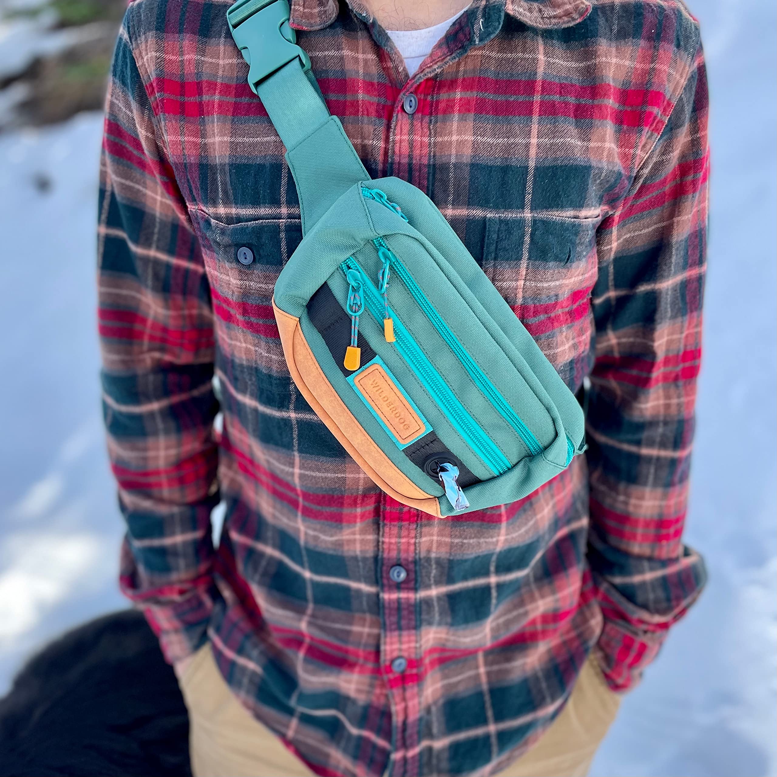 Wilderdog Utility Fanny Pack Evergreen back view emphasizing compact, lightweight everyday carry.