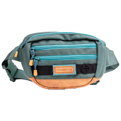 Wilderdog Utility Fanny Pack Evergreen front view showing three pockets for quick access.