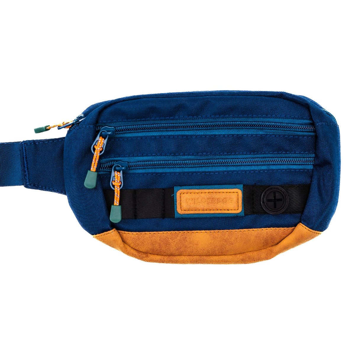 Wilderdog Utility Fanny Pack Pacific Blue front view with accessible pockets for treats and keys