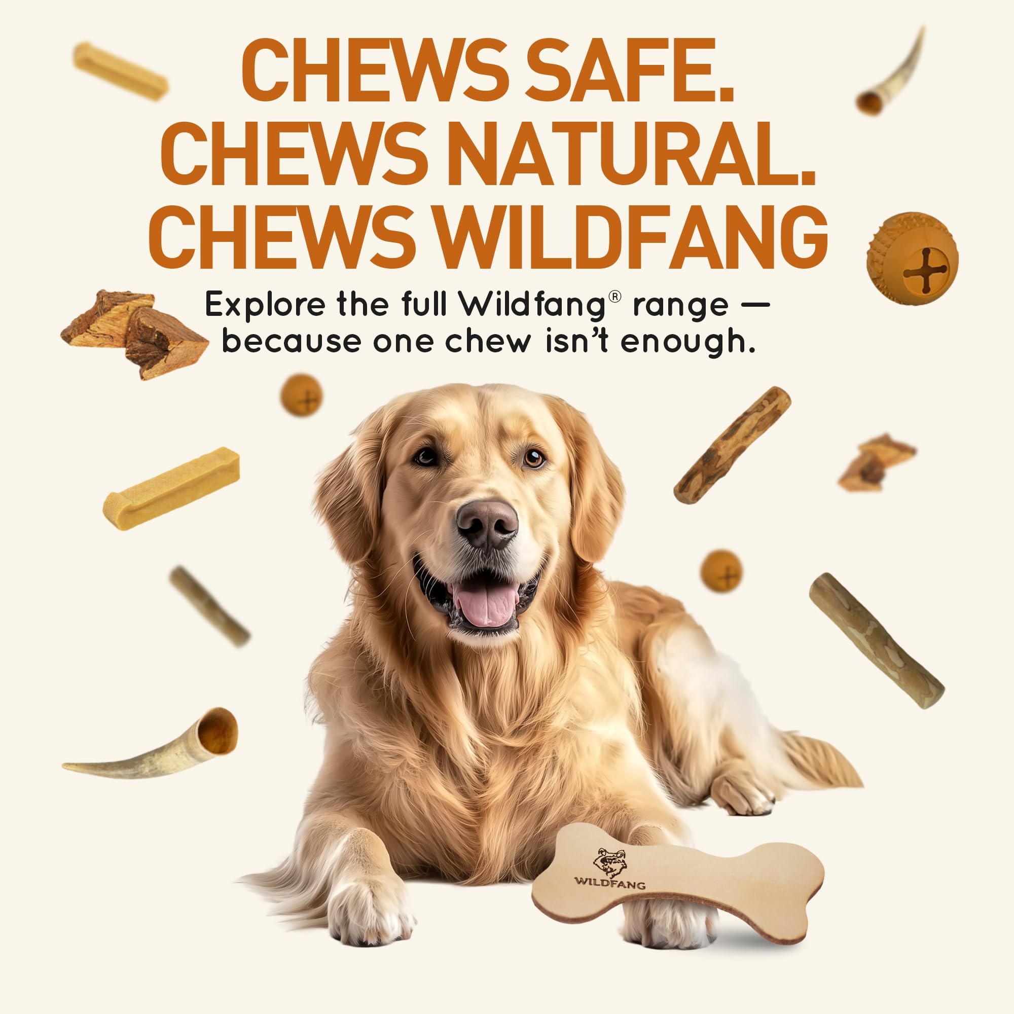Wildfang leather dog toy large bone calm enrichment for dogs