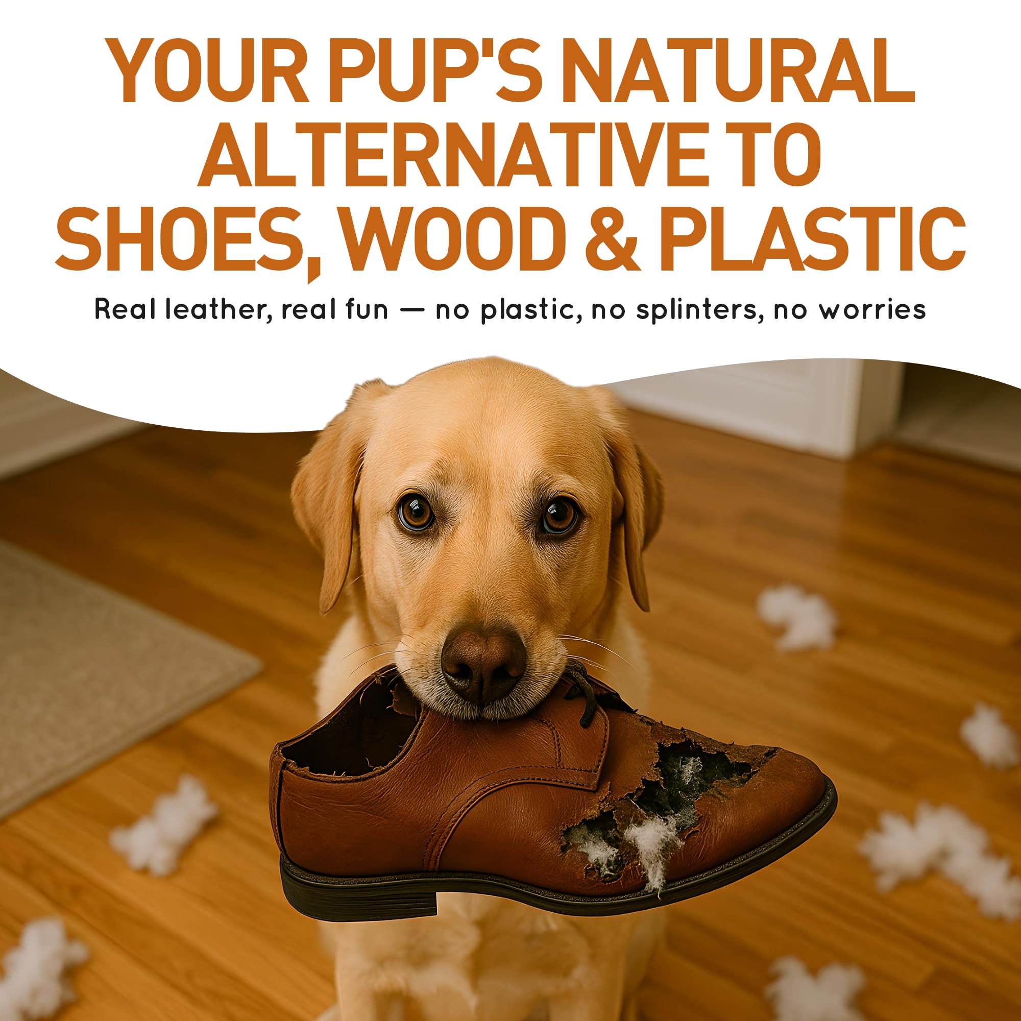Wildfang leather dog toy large bone natural material for chewing