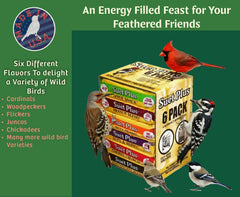 Birds perched on suet cakes during winter feeding with Wildlife Sciences