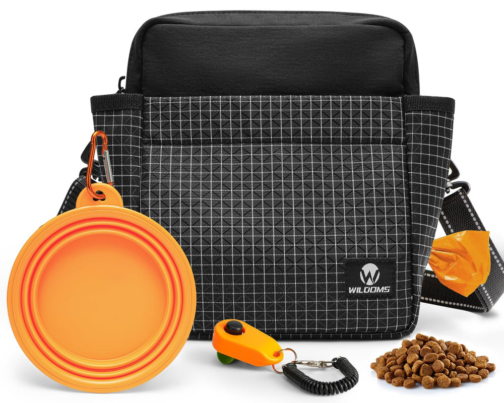 WILDOMS dog treat pouch with magnetic closure for quick rewards on walks.