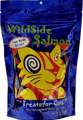 WildSideSalmon USA-made cat treat packaging, convenient and protein-rich