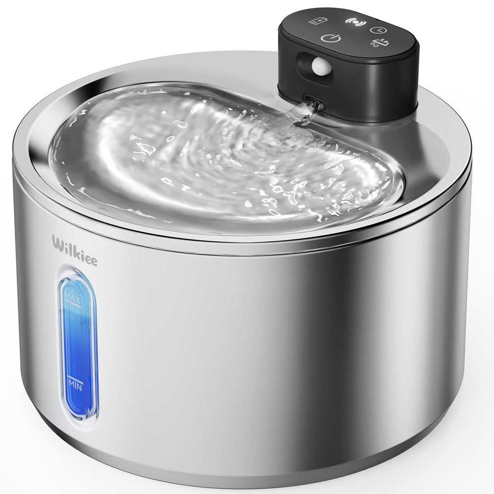 WILKIEE wireless cat water fountain front view for easy hydration