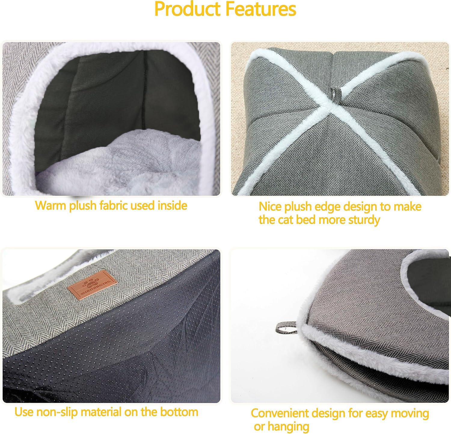 WINDRACING cat bed 3D microfiber padding supports comfy naps.
