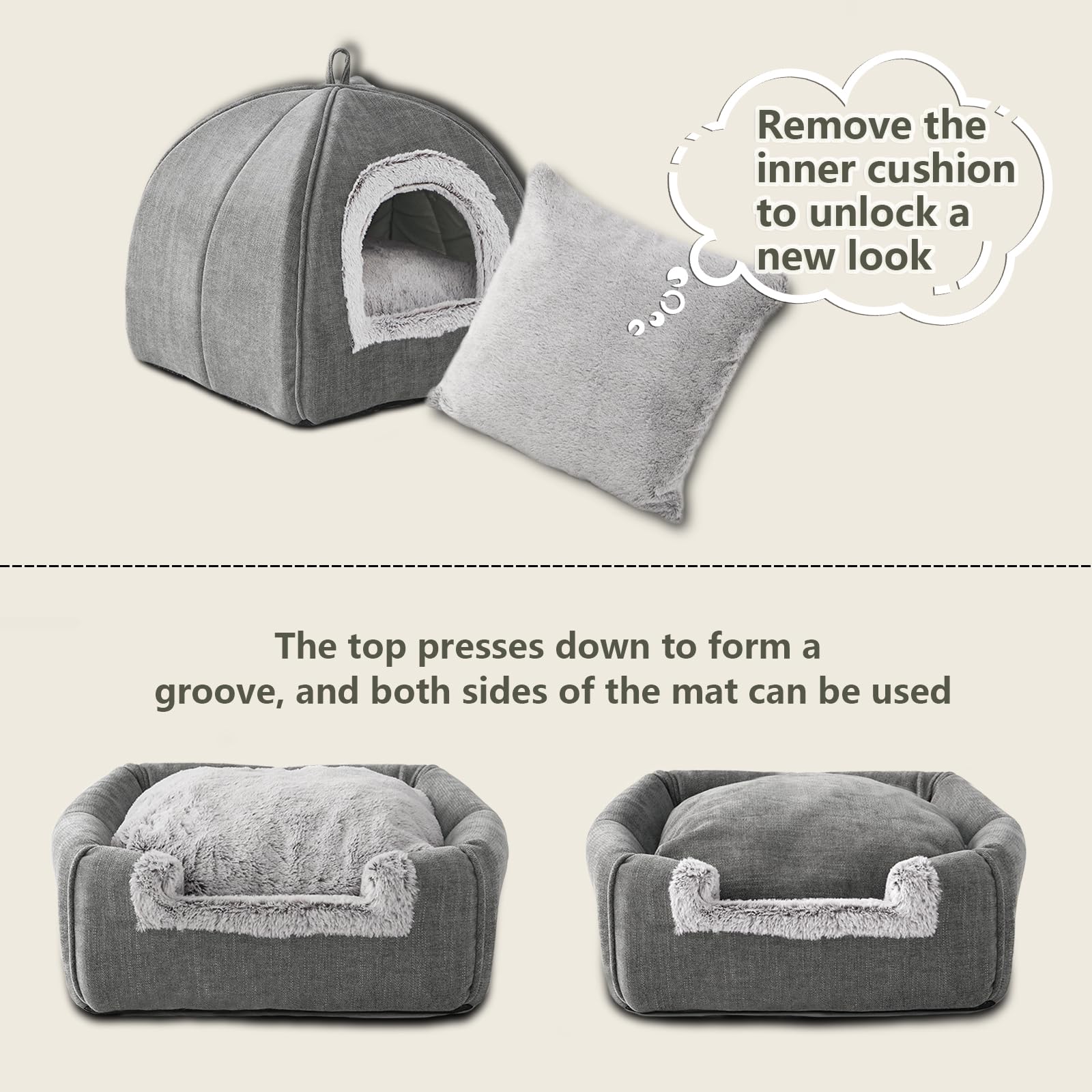 WINDRACING Cat Bed Cave features anti-slip bottom to stay in place.