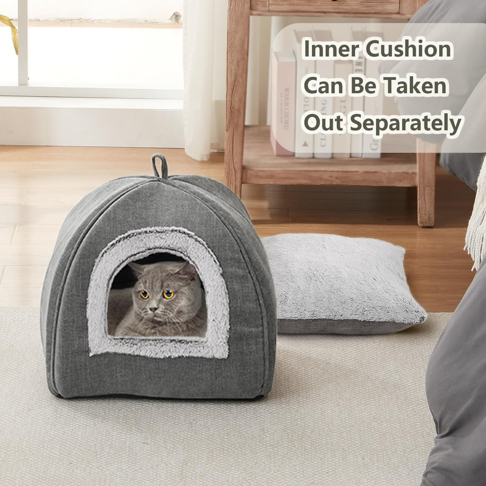 WINDRACING Cat Bed Cave shows warm plush interior for cozy naps.