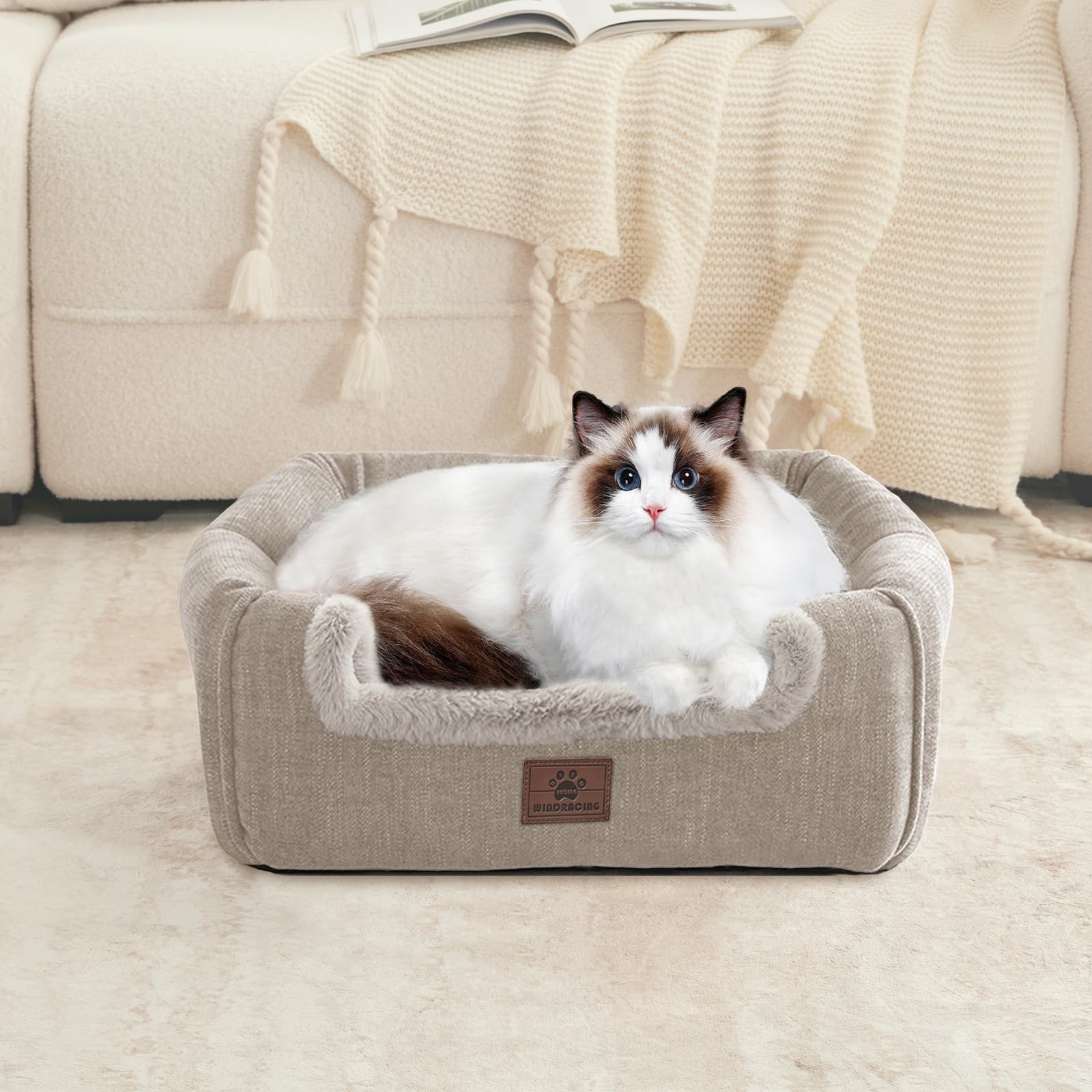 WINDRACING cat bed with non-slip backing stays put during naps
