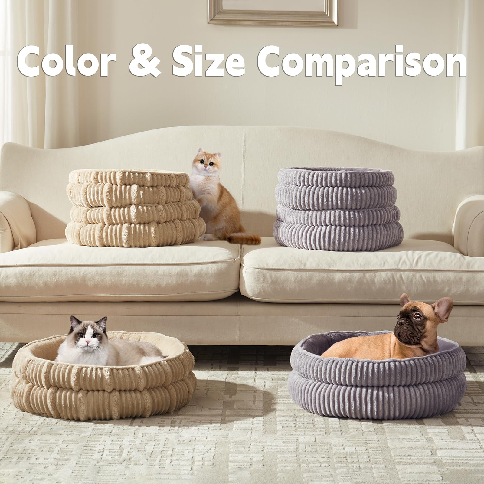 WINDRACING cat bed striped fleece outer adds softness and style