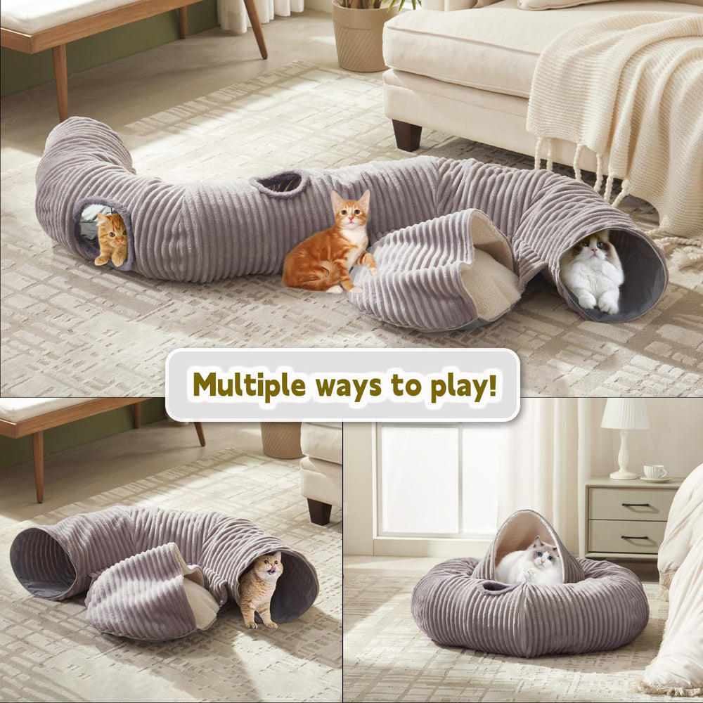 WINDRACING cat donut tunnel showcases a soft, crinkle-lined tunnel for curious kittens and small pets.
