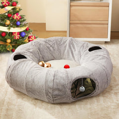 WINDRACING Cat Tunnel Bed outer view shows sturdy frame and plush fabric.