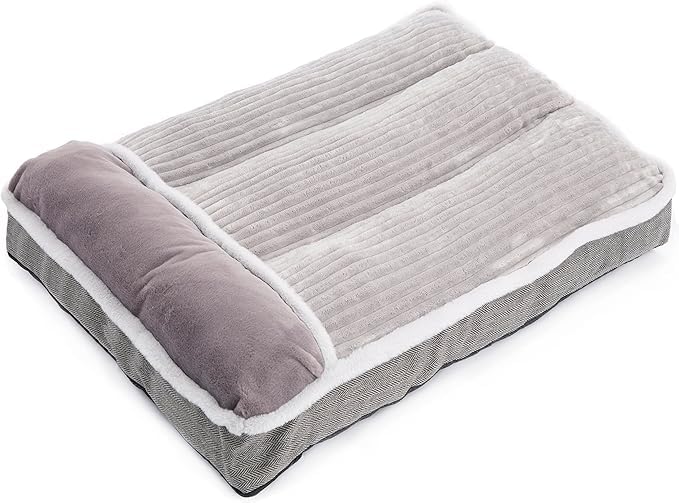 WindRacing large grey dog bed - side view demonstrates low profile for crate fit.