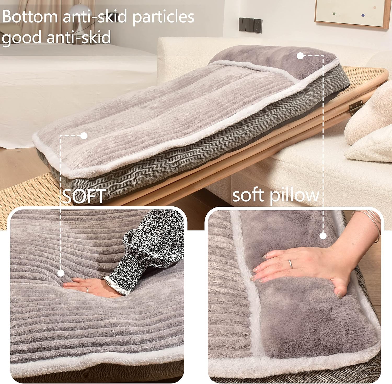 WindRacing large grey dog bed - machine washable inner pad for easy cleaning.