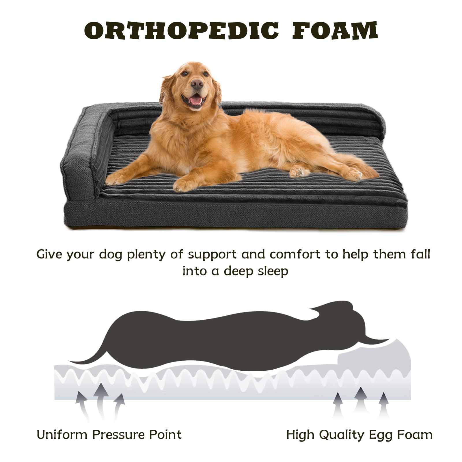 WINDRACING L-shaped bolster dog bed supports head and neck during naps.