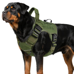 WINGOIN Green Tactical Dog Harness front view showing durable construction for outdoor use