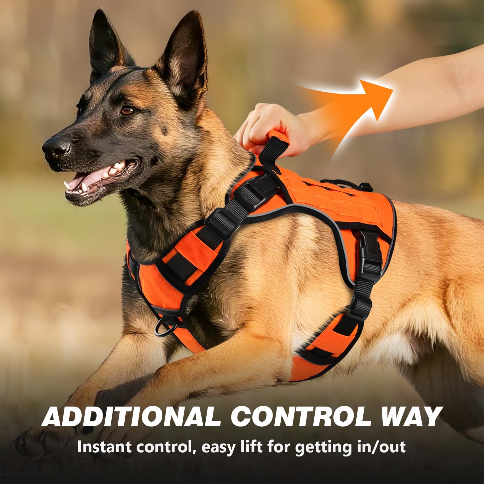 Wingoin orange tactical harness handle close-up showing sturdy grip.