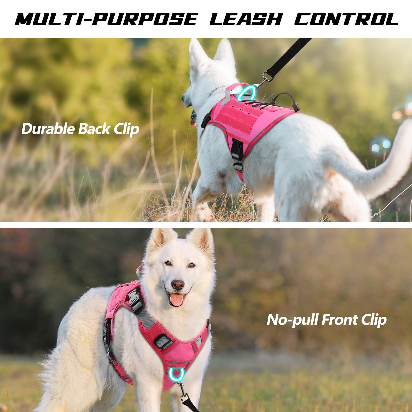 WINGOIN pink harness with 4-buckle system for quick fitting.