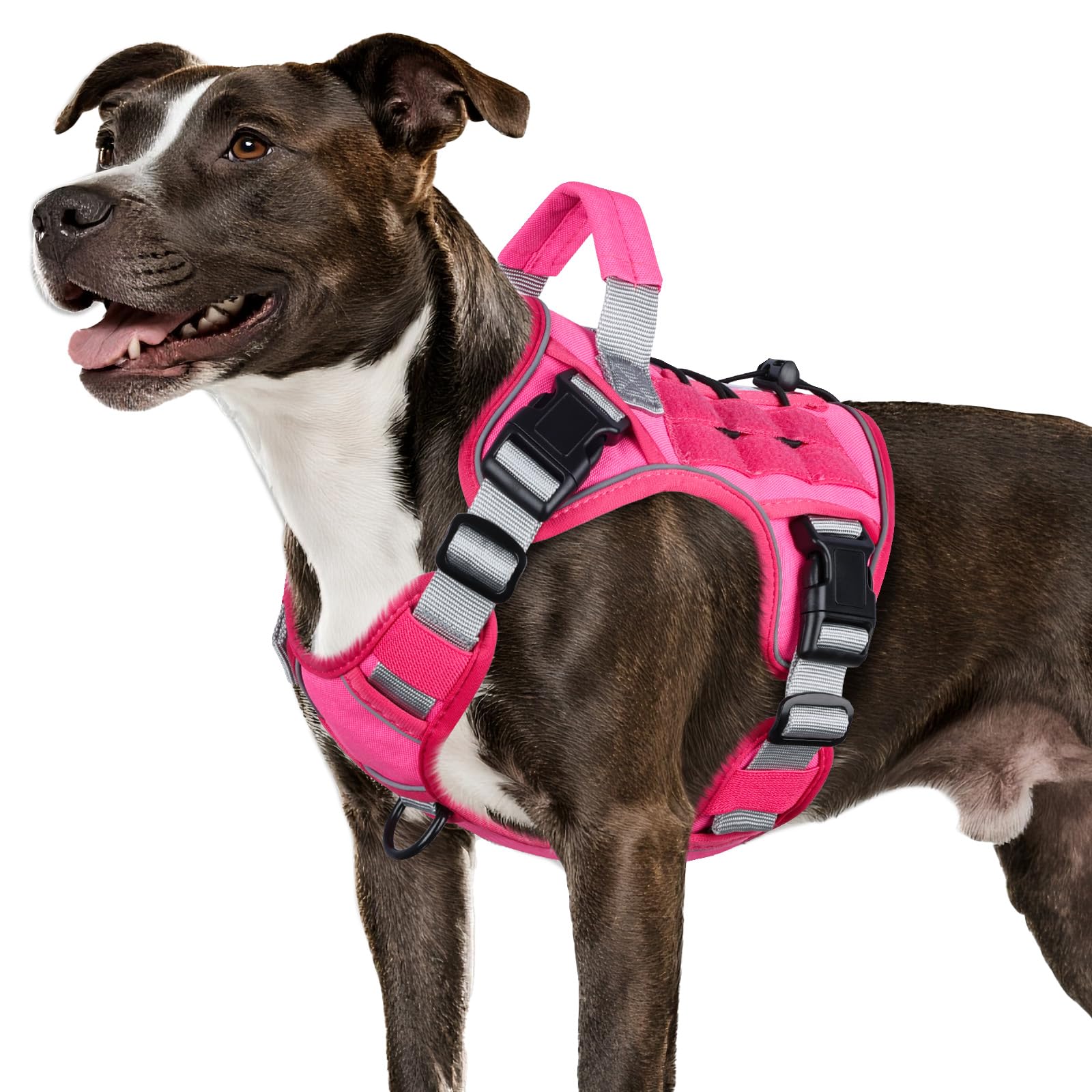WINGOIN pink tactical harness side view for easy on/off and no-pull training.
