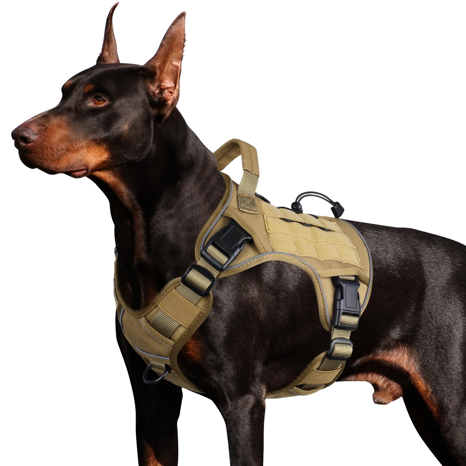 WINGOIN tactical dog harness large side-entry view, easy on and no-pull design for quick leash fits.