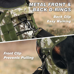 WINGOIN medium green camo dog harness side profile with quick-release buckles