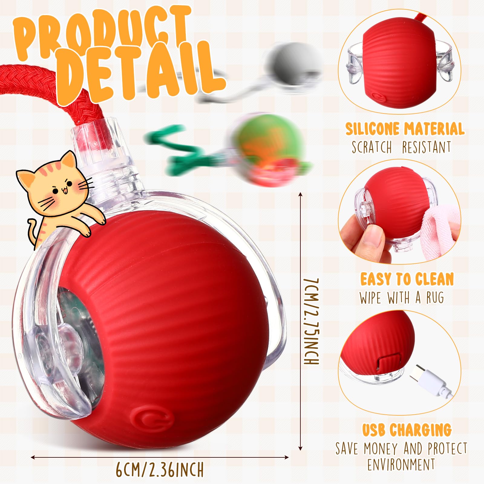 WinnerWhy six-pack red cat ball toy promotes curiosity and movement.