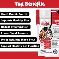 Winni Treats chicken hearts are breakable for easy sharing and small rewards.