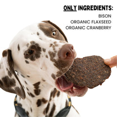 Winnie Lou Bison Burger Treats training-use image suggests great rewards during training.
