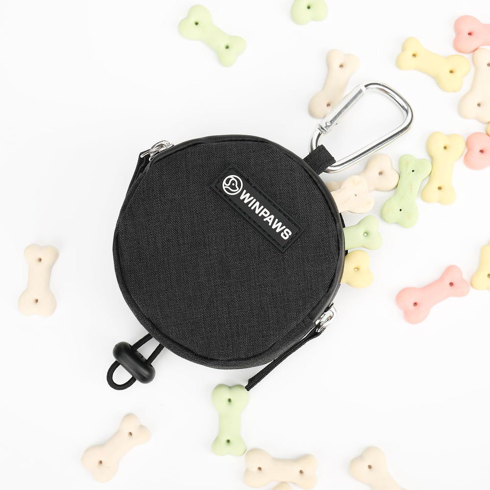 WINPAWS dog treat pouch with dual compartments keeps snacks organized during walks.