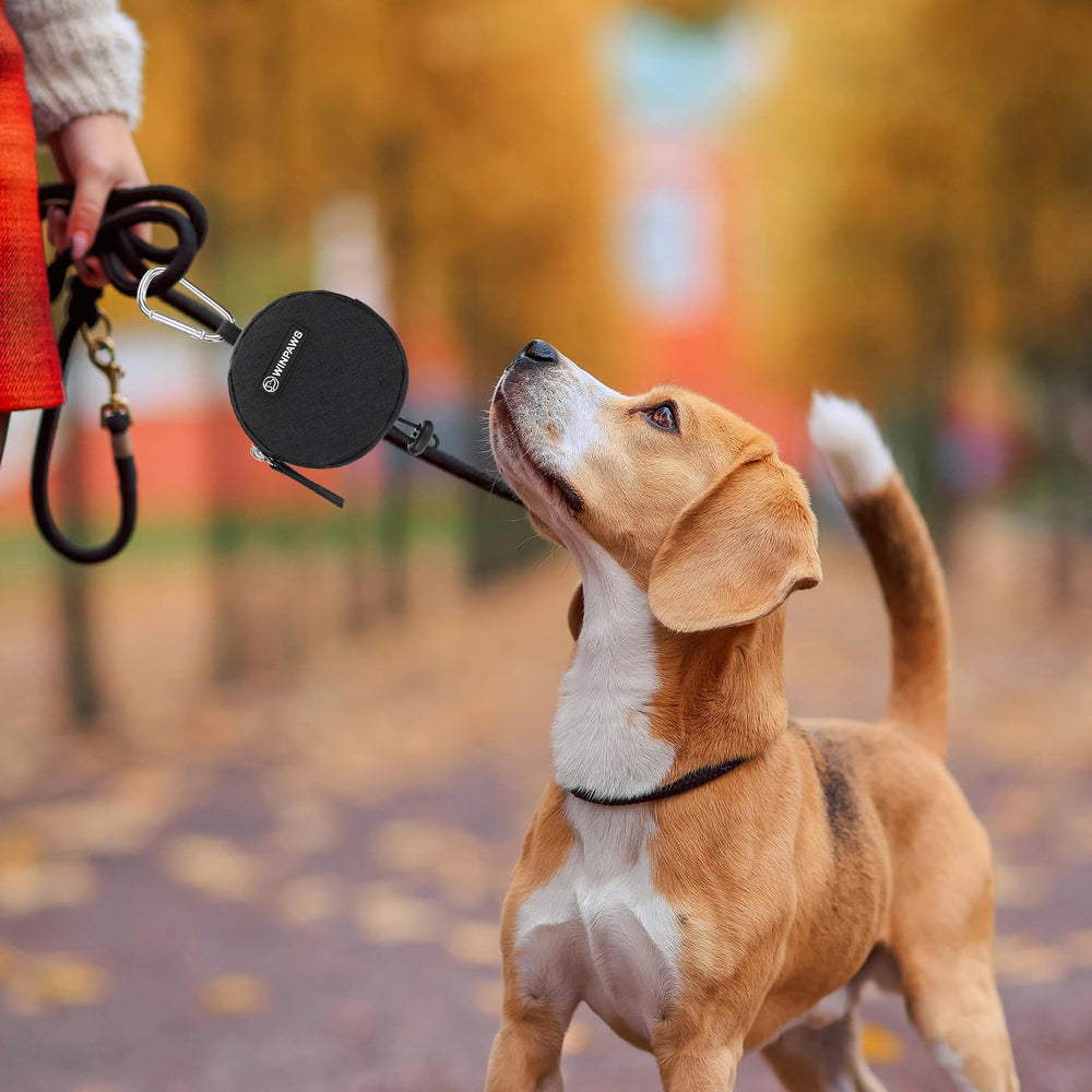 WINPAWS poop bag roll dispenser ensures fast cleanup.