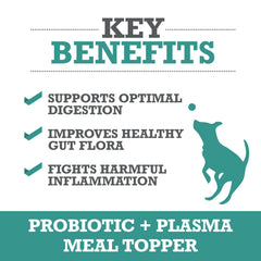 WINPRO Dog Probiotic Powder texture closeup highlights a fine, mixable powder for kibble.