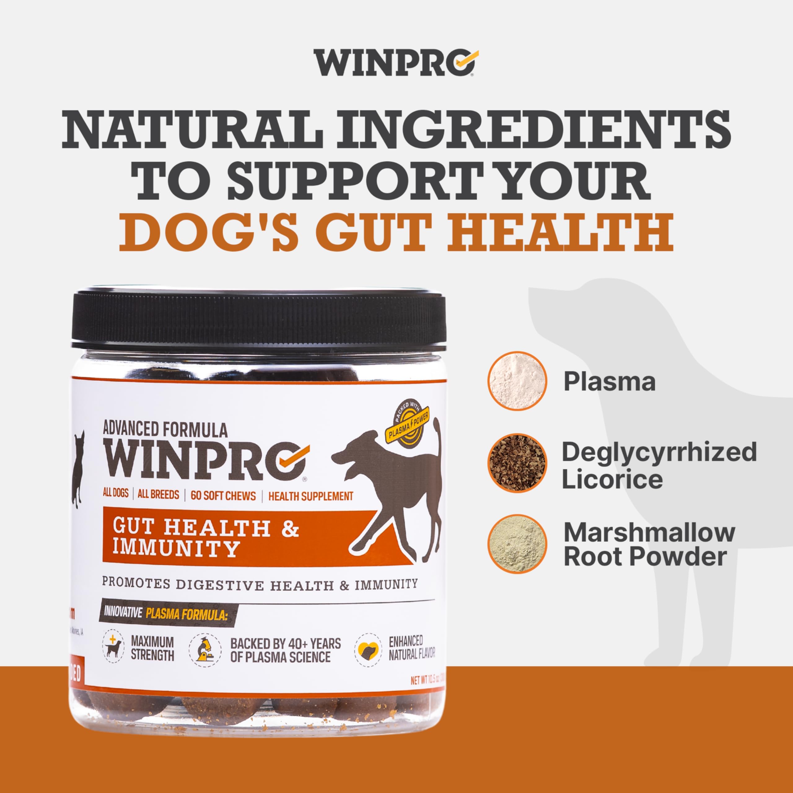 WINPRO plasma-powered formula close-up highlighting advanced digestion support options