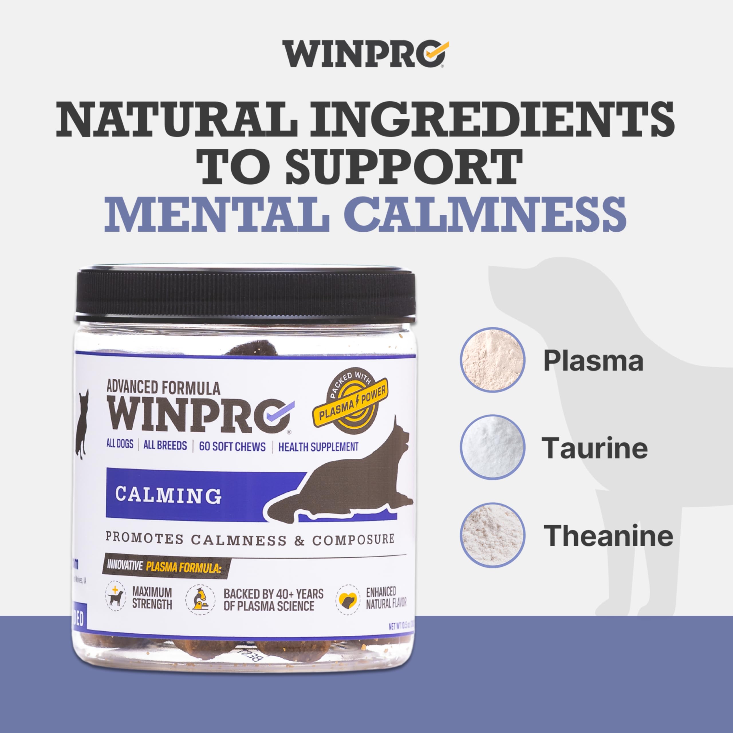 WINPRO Taurine and Theanine label emphasizes natural relaxation support.