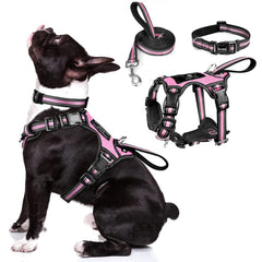 WINSEE 3-in-1 pink harness front view showing reflective straps for safer walks