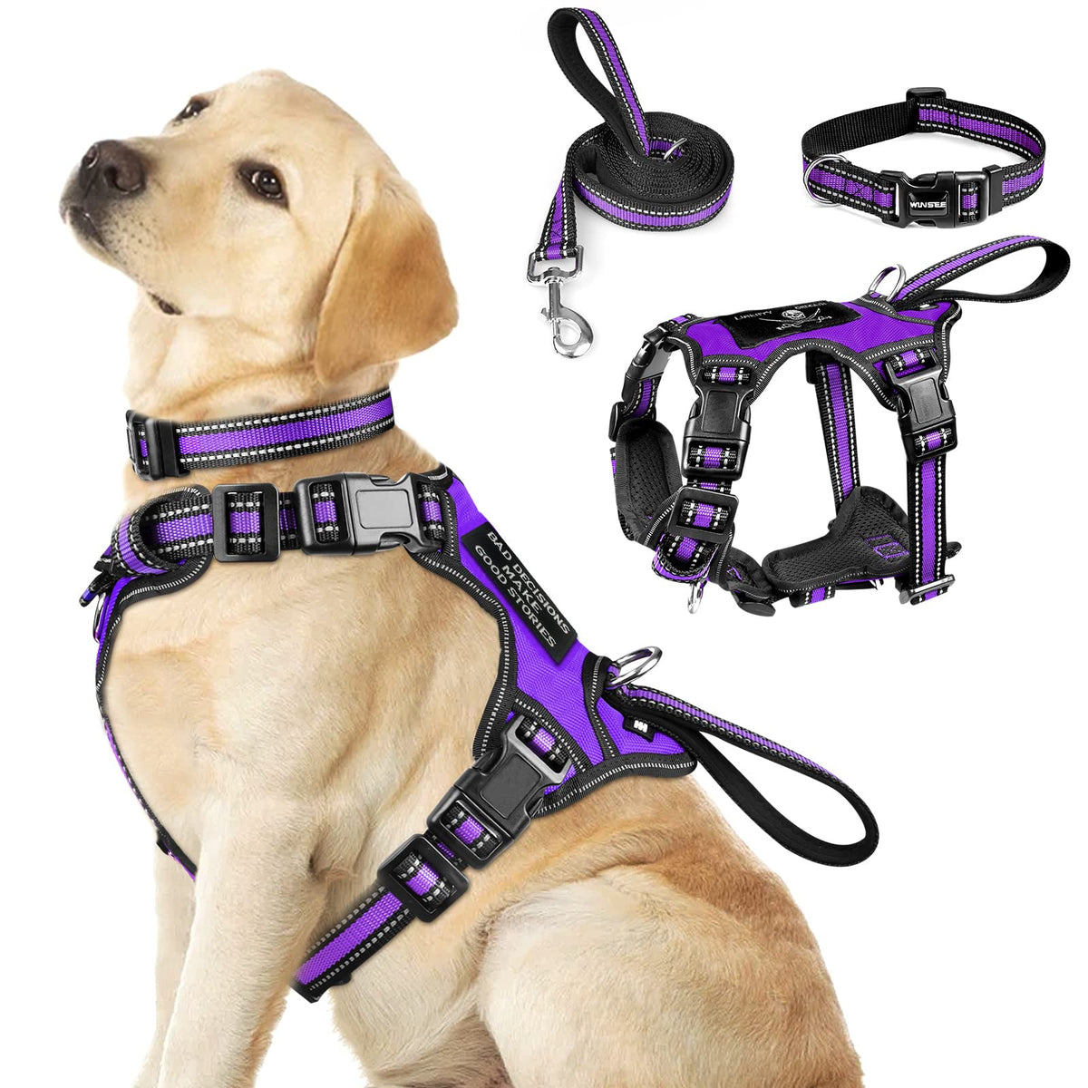Winsee 3-in-1 harness front view showing reflective details for safer night strolls.