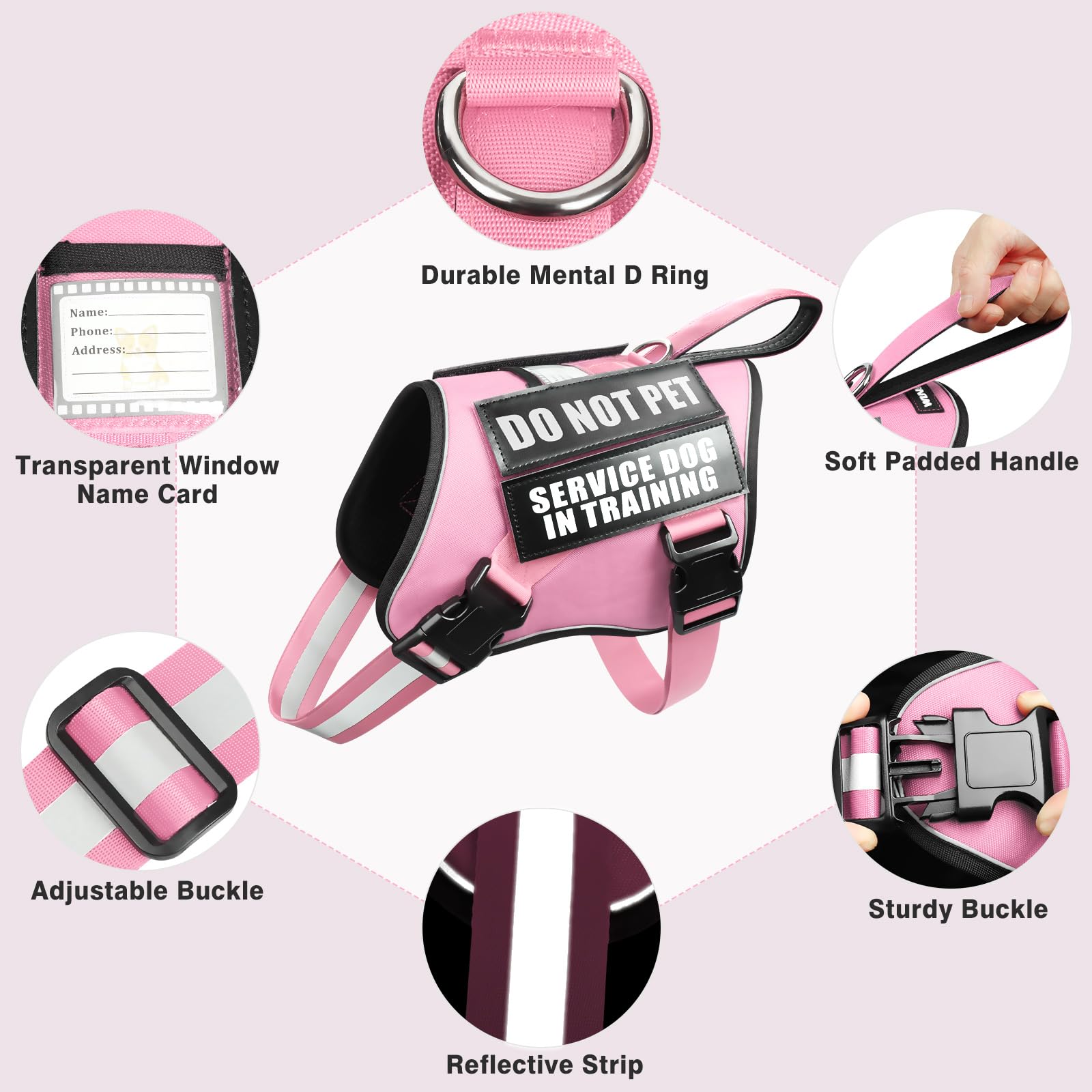 WINSEE pink 5-foot dog leash for comfortable control during training