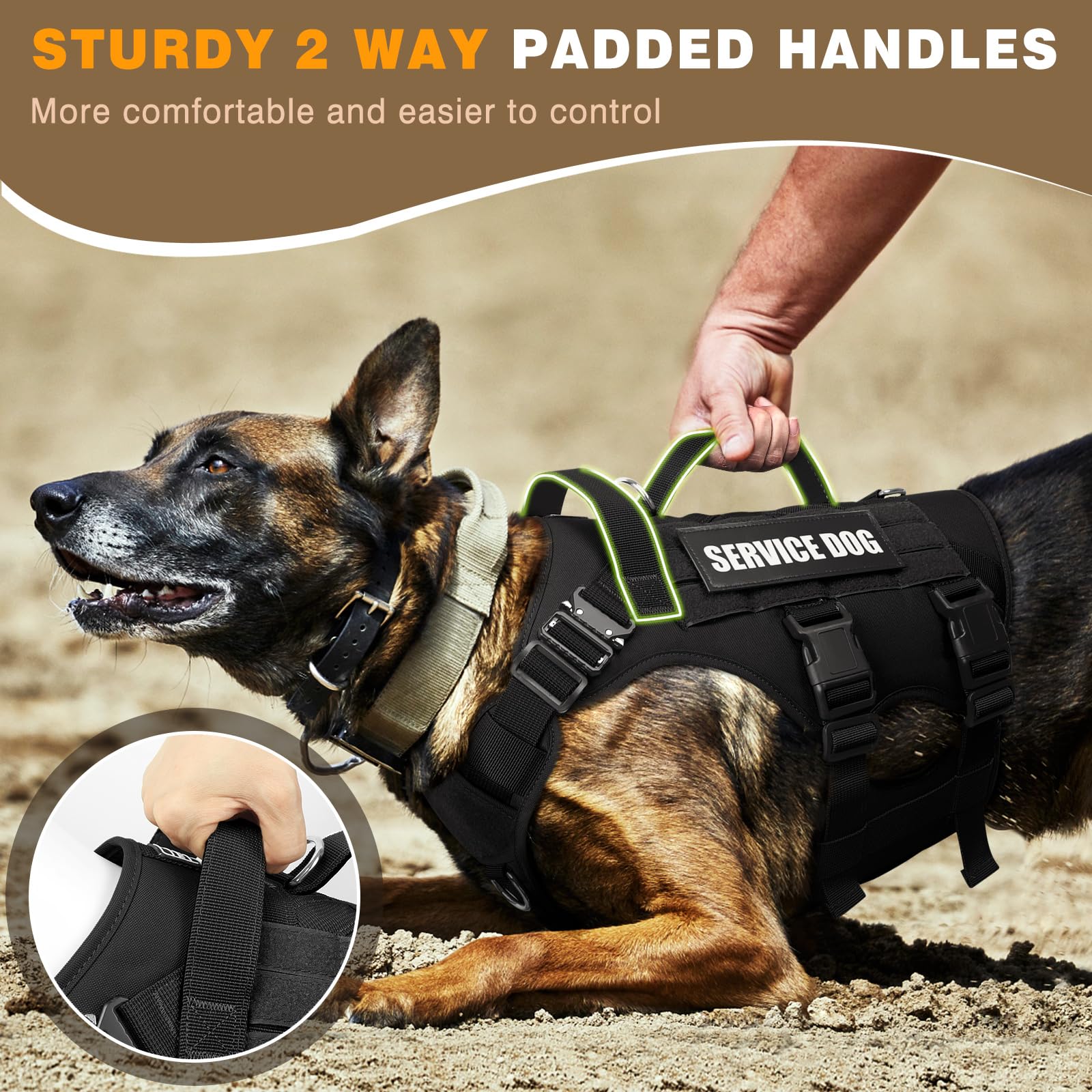 WINSEE double-padded-handle provides safer assistance during quick dog maneuvers.